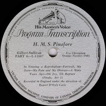 Victor Program Transcription Disc Record Label